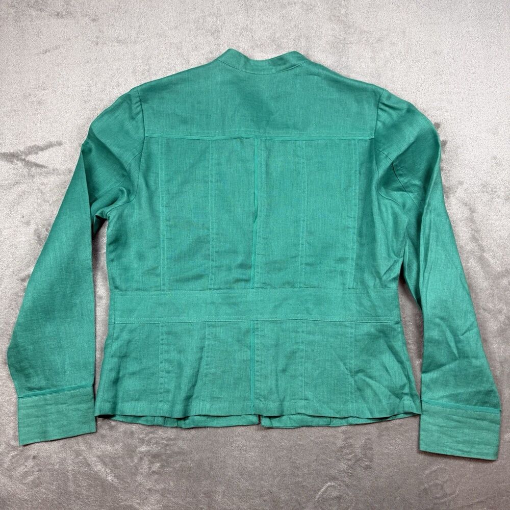 Coldwater Creek Jacket Womens 12 Green Linen Button Front Celebrate Your Spirit - Picture 3 of 9